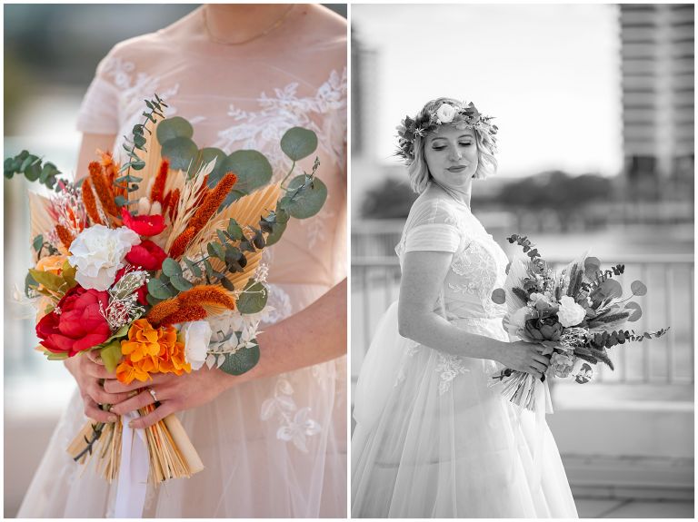 Bride with fall florals