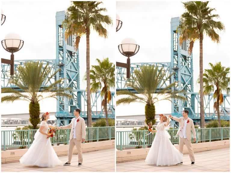 Wedding Portraits at HYATT REGENCY Jacksonville near bridge