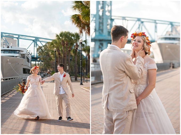 Wedding Portraits at HYATT REGENCY Jacksonville near bridge