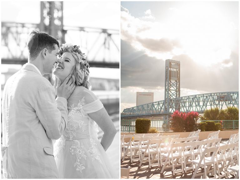 Sunset and Bridal Portraits near bridge