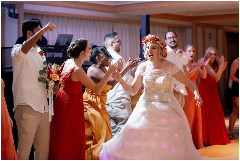 Bride dancing at wedding reception